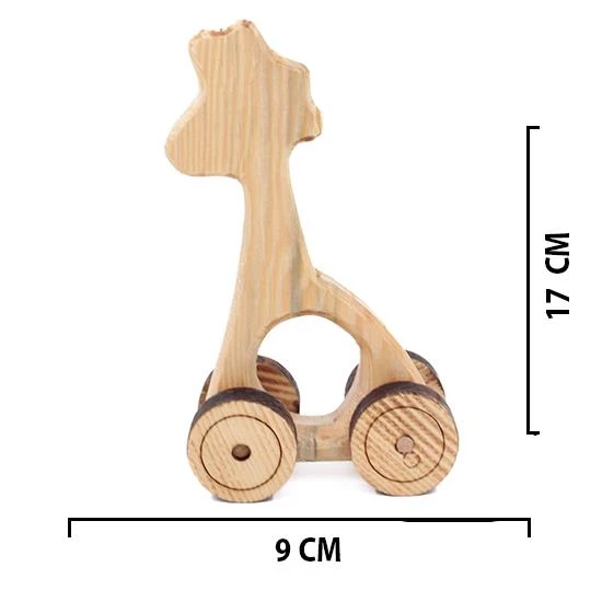 Ahşap Oyuncak Tekerlekli Araba Hayvan Model-3 - Resim 4