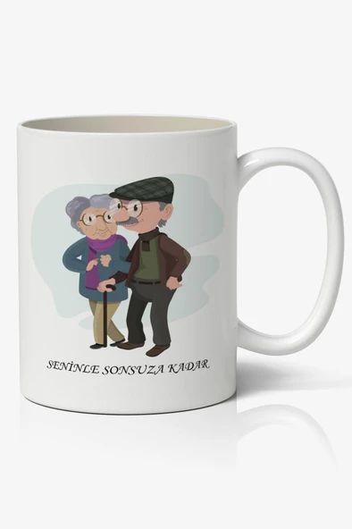 SENİNLE SONSUZA KADAR Sevgiliye Özel Sevgililer Günü Baskılı Kupa Bardak Kahve Kupa Bardak ürün görseli 1