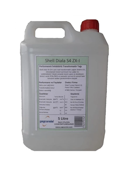 SHELL DIALA S4 ZX-I-BİDON - 5 LİTRE (TRAFO YAĞI) ürün görseli 1