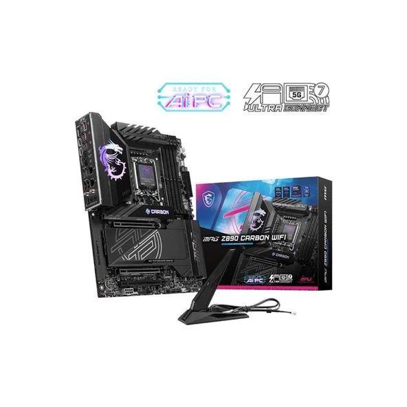 Msı Mb Mpg Z890 Carbon Wıfı Soket 1851 Ddr5 9200Mhz(Oc) Usb 20Gbps 5Xm.2 2Xtb4 Hdmı Dısplay 1X5G 1X 2,5 Lan Wıfı 7 Atx ürün görseli 1