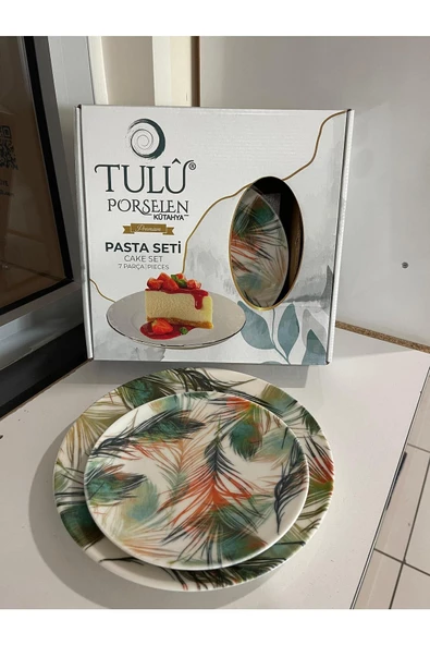 ERGENÇLERZÜCCACİYE Tulu Dijital Baskılı 7 Parça Porselen Pasta Seti ürün görseli 1