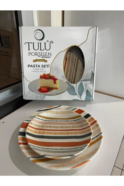 ERGENÇLERZÜCCACİYE Tulu Dijital Baskılı 7 Parça Porselen Pasta Seti ürün görseli 1