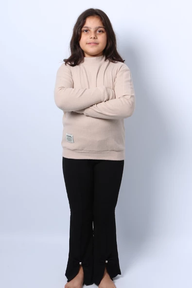 KIZ ÇOCUK TRİKO DÜZ BADİ RİBANALI BALIKÇI YAKA C68 ürün görseli 1