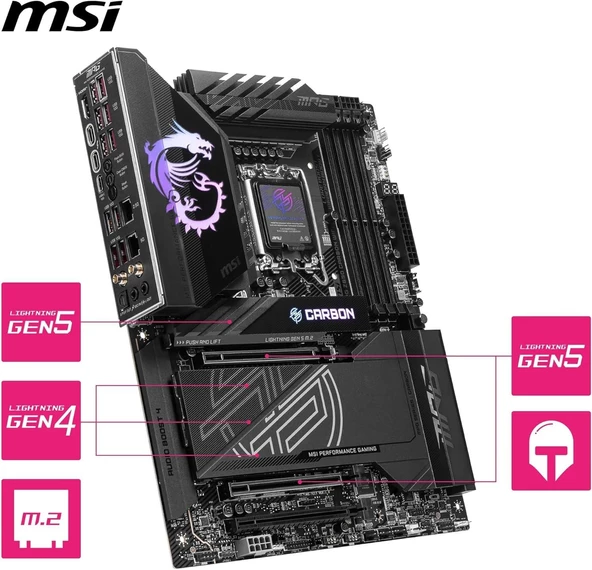 MPG Z890 CARBON WIFI DDR5 9200(OC) DVI HDMI ATX ürün görseli 1