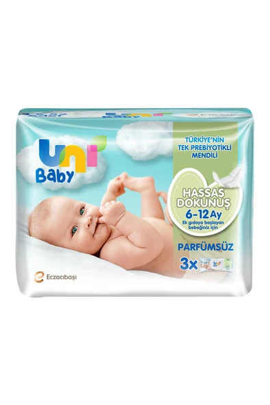 UNI BABY HASSAS DOKUNUŞ 3LÜ ISLAK MENDİL 6-12 ürün görseli 1