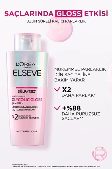 ELSEVE GLYCOLIC GLOSS BAKIM SAMPUANI 200ML - Resim 5