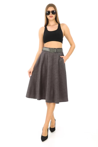 SORALLİNE KADIN KLOŞ ETEK 780 DİJİTAL GRİ ürün görseli 1