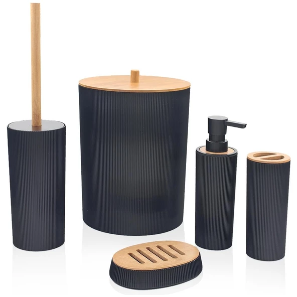 İndecor Banyo Takımı 5 Parça Bambu Kapak Liza Mix IND690 VESP 248 6900 ürün görseli 1