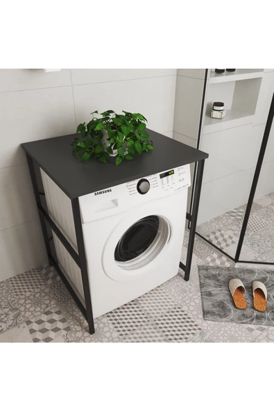 Çamaşır Makinası Üstü Düzenleyici Banyo Düzenleyici Rafsız Antrasit ürün görseli 1