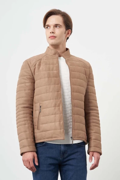 Kahverengi Suni Deri Hakim Yaka Düz Yırtmaçsız Tam Astar Slim Fit Casual Deri Mont 1038245150 ürün görseli 1