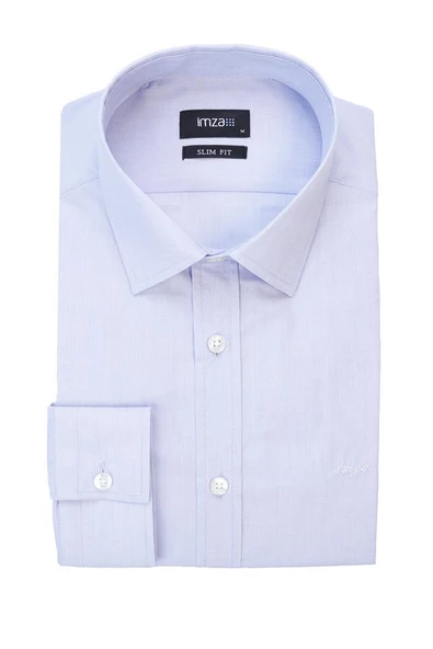 Mavi Uzun Kol Filafil Sert Yaka  Slim Fit Dar Kesim Basic Gömlek 1004215008 ürün görseli 1