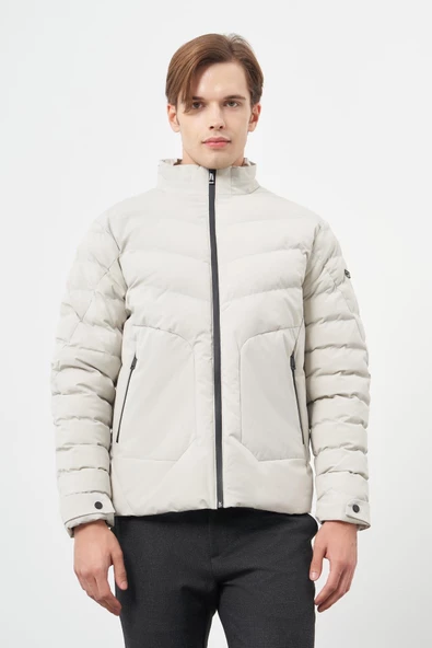 Taş Rengi Dolumlu Hakim Yaka Slim Fit Dar Kesim Klasik Mont 1007245153 ürün görseli 1