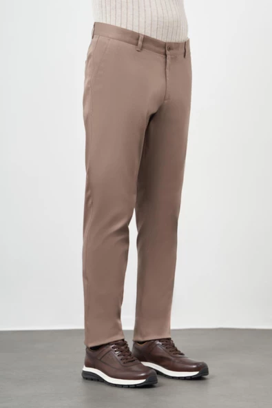 Bej Düz Armürlü Pamuklu Yan Cep Comfort Fit Casual Pantolon 1003245164 ürün görseli 1