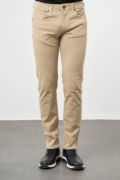 Bej Pamuklu 5 Cep Casual Slim Fit 5 Cep Pantolon 1003245319 ürün görseli 1