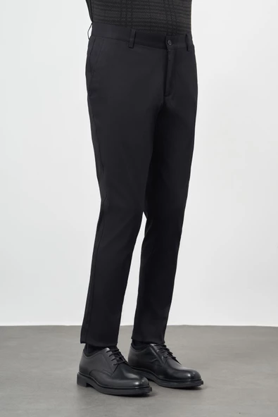 Siyah Düz Armürlü Pamuklu Yan Cep Comfort Fit Casual Pantolon 1003245164 ürün görseli 1