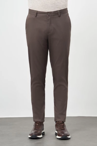 Koyu Camel Düz Armürlü Pamuklu Yan Cep Comfort Fit Casual Pantolon 1003245164 ürün görseli 1