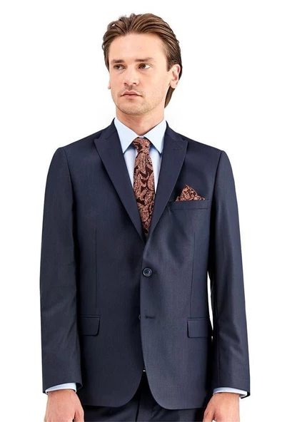 Lacivert Gabardin Kırlangıç Yaka Astarlı 6 Drop Slim Fit Dar Kesim Takım Elbise 1001225011 ürün görseli 1