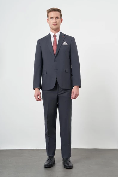 Lacivert Mono Yaka 4 Drop Comfort Fit Tam Astar Yünlü Takım Elbise 1001245168 ürün görseli 1