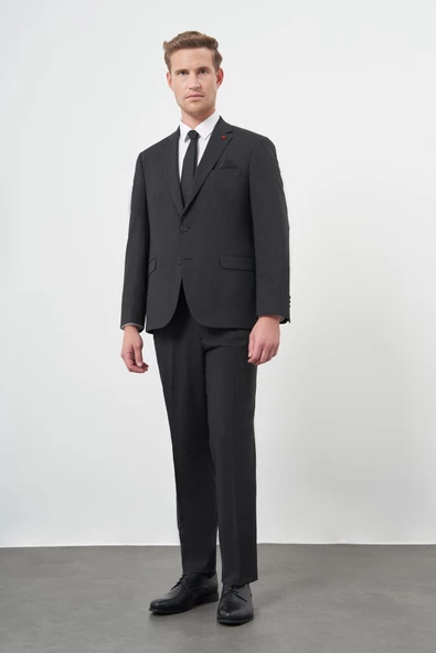 Siyah Mono Yaka 4 Drop Comfort Fit Tam Astar Yünlü Takım Elbise 1001245168 ürün görseli 1
