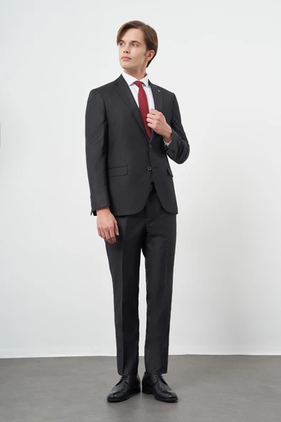 Siyah Mono Yaka 6 Drop Comfort Fit Tam Astar Takım Elbise 1001245171 ürün görseli 1