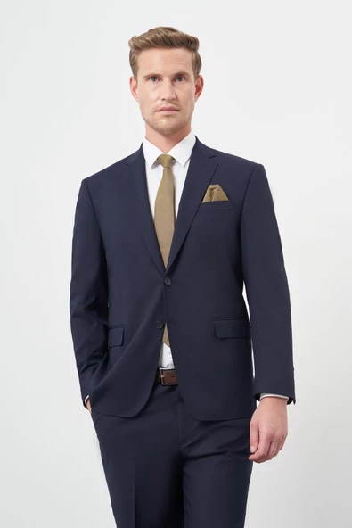 Lacivert Mono Yaka 4 Drop Comfort Fit Rahat Kesim Basic Takım Elbise 1001245309 ürün görseli 1
