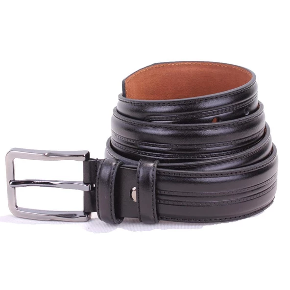 Dagoster DMK26-305DG Siyah 3,5 cm Hakiki Deri Erkek Kemer ürün görseli 1