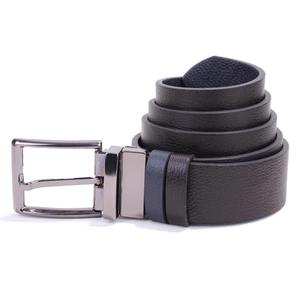 Dagoster DMK26-465DG Siyah Lacivert 4 cm Çift Taraflı Hakiki Deri Erkek Kemer ürün görseli 1