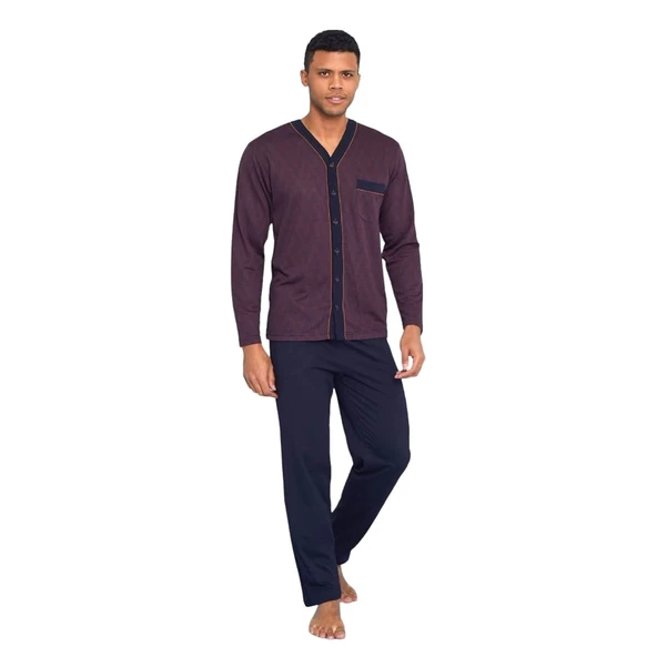 Kly Büyük Beden Önden Düğmeli Gömlek Erkek Pijama Takım ürün görseli 1