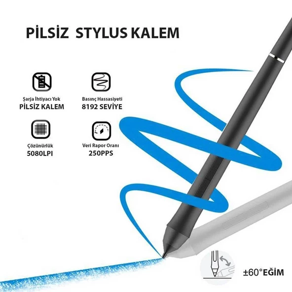 Veikk VK640 ve VK1200 Grafik Tabletler Için 8192L Pilsiz Kalem-P05 ürün görseli 1