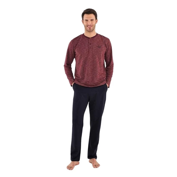 Mod Collection Patlı Yaka Pamuklu Erkek Pijama Takım MDCLTN3745EPT ürün görseli 1