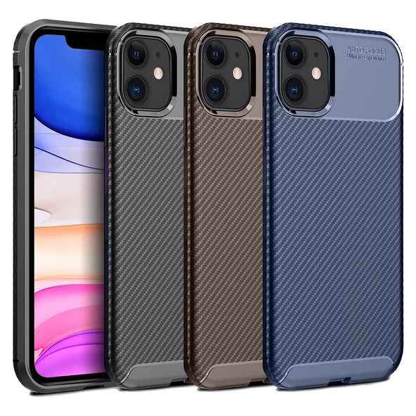 iPhone 12 Mini Kılıf Focus Carbon Desen Silikon Arka Kapak ürün görseli 1