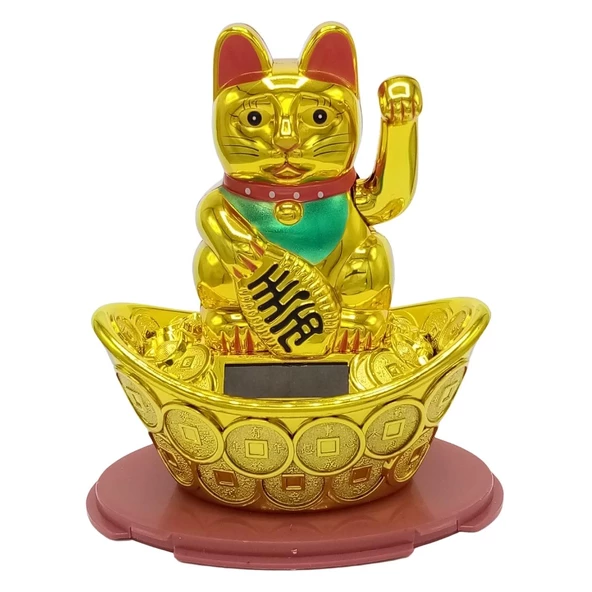 Maneki Neko El Sallayan Şans Kedisi Solar Güneş Enerjili No.4 Alk2934 ürün görseli 1