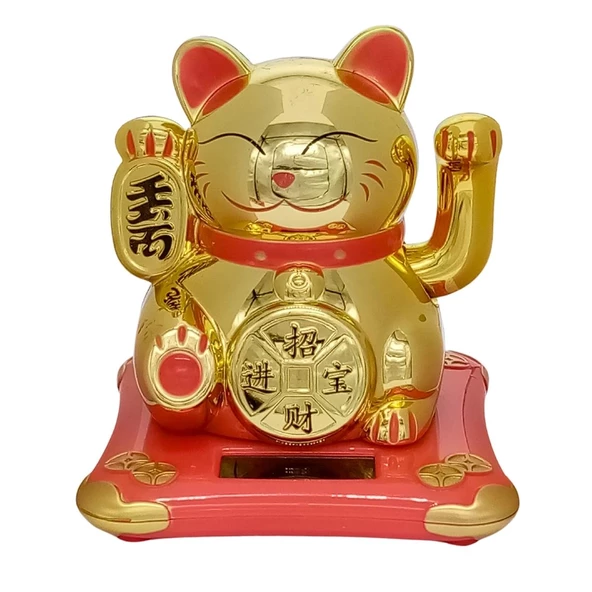 Maneki Neko El Sallayan Şans Kedisi Solar Güneş Enerjili No.5 Alk2935 ürün görseli 1