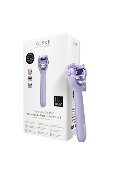 GESKE Mikro İğneli Buz Başlığı Pembe Kuvars Başlıklı Dermaroller Cihaz MicroNeedle Face Roller ürün görseli 1