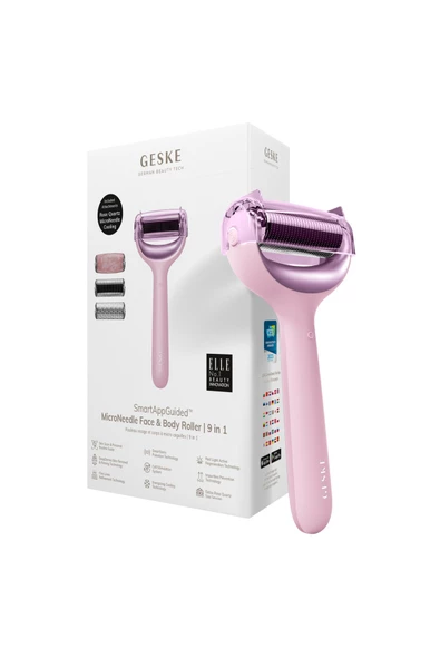 GESKE Mikro İğneli Buz Başlığı Pembe Kuvars Başlıklı Dermaroller MicroNeedler Face Body Roller ürün görseli 1