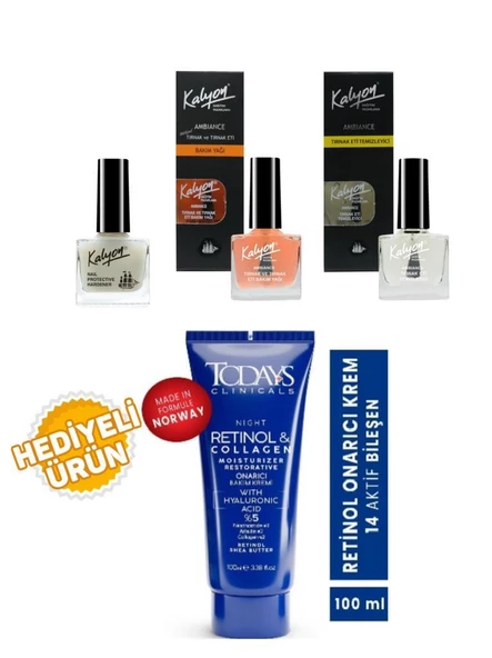 Kalyon Tırnak Güçlendirici+Bakım Yağı+Et Temizleyici+Todays Onarıcı Krem 100Ml Hediyeli ürün görseli 1