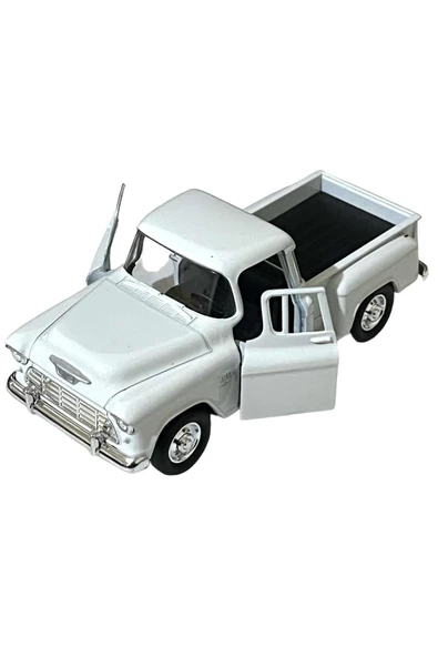Beyaz Chevrolet Stepside Pikap Oyuncak Lisanslı Diecast Metal Çek Bırak Araba ürün görseli 1