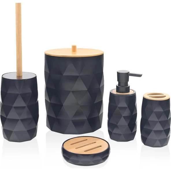 İndecor Banyo Takımı 5 Parça Bambu Kapak Mia Mix IND689 VESP 247 6894 ürün görseli 1