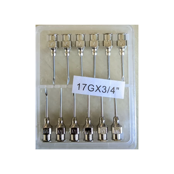 MUHTELİF - ENJEKTÖR İĞNE UCU ÇELİK 17G X 3/4" 1 PAKET ÇİN (12 ADET) ürün görseli 1