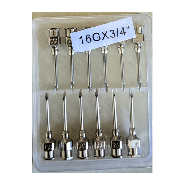 MUHTELİF - ENJEKTÖR İĞNE UCU ÇELİK 16G X 3/4" 1 PAKET ÇİN (12 ADET) ürün görseli 1