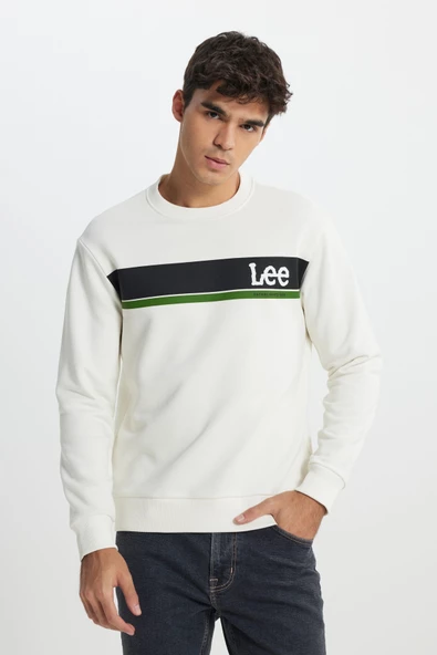 Lee L232501102 Ekru Erkek Lee Dekor Yazılı Bisiklet Yaka İki İplik Sweat ürün görseli 1