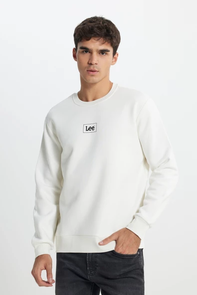 Lee L212299102 Ekru Erkek Lee Baskılı Bisiklet Yaka Üç İplik Sweat ürün görseli 1