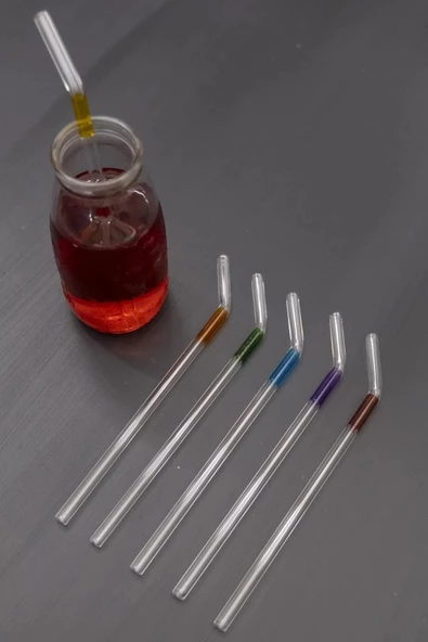6 Adet Renkli Cam Pipet Isıya Dayanıklı Pipet Seti ürün görseli 1