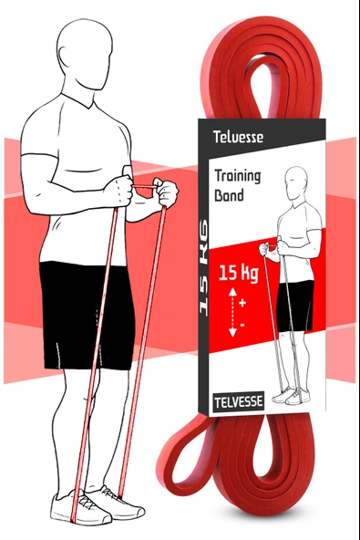 15 KG Direnç Bandı Kas Geliştirme Lastiği Fitness Pilates Cross Training Bant Kırmızı - Orta Sert ürün görseli 1