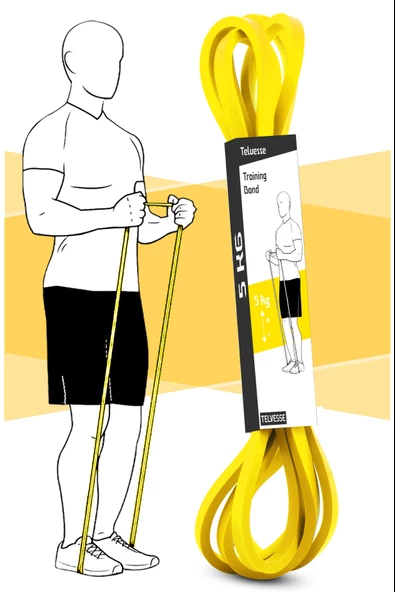 5 KG Direnç Bandı Kas Geliştirme Lastiği Fitness Pilates Cross Training Bant Sarı - Hafif Sert ürün görseli 1