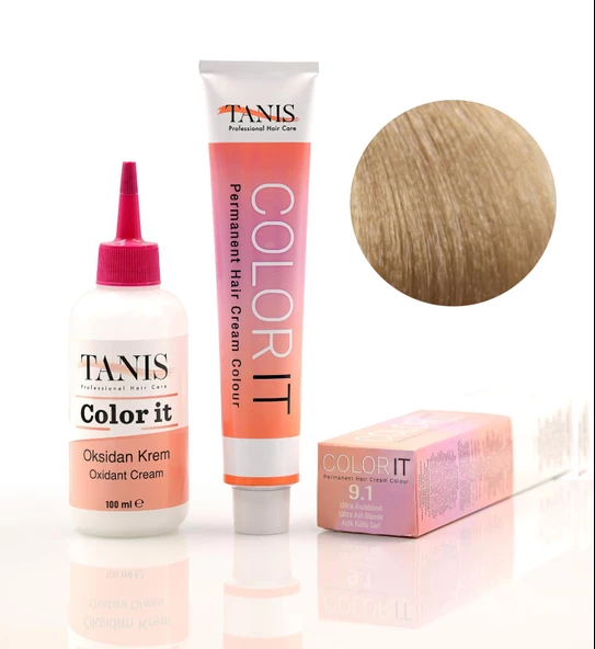 TANİS COLOR-IT (100 ml) Permanent Saç Boyası 9.1 (Açık Küllü Sarı) ürün görseli 1