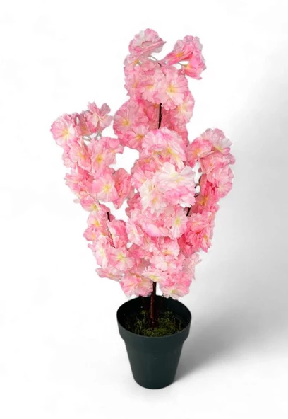 Nettenevime Yapay Ağaç Bahardalı Ağacı Pembe Japon Kiraz Çiçeği Sakura Çiçeği 70cm Siyah Plastik Saksılı ürün görseli 1
