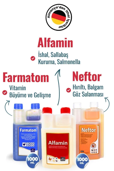 3'lü 1 Litre Set Farmatom 1 Litre Alfamin 1 Litre - Neftor 1 Liftre ürün görseli 1
