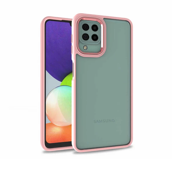 Samsung Galaxy M22 Kılıf Kamera Çıkıntılı Arkası Şeffaf Köşeleri Parlak Renkli Işlemeli Flora Kapak ürün görseli 1