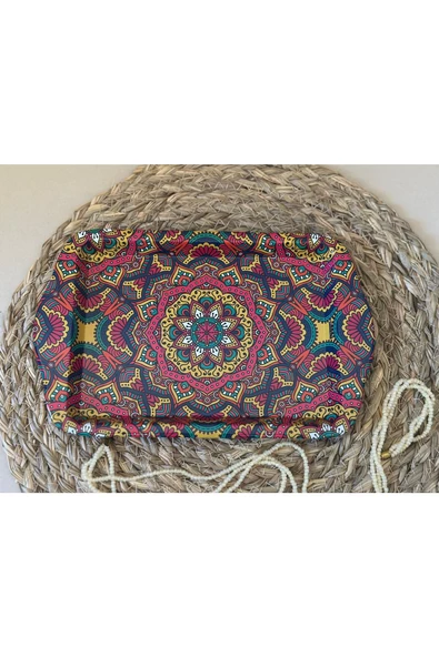 Çini/Mandala Temalı Mini Sunum Tepsisi - 1 Adet - Resim 3
